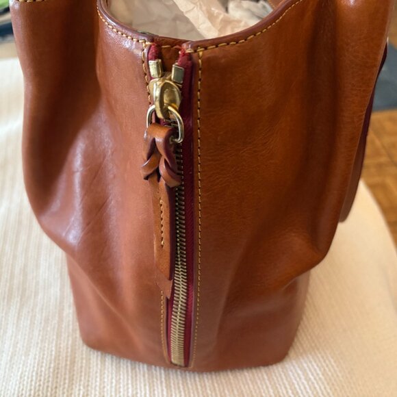 Dooney and Bourke Large Florentine Zip in Saddle - Picture 5 of 11